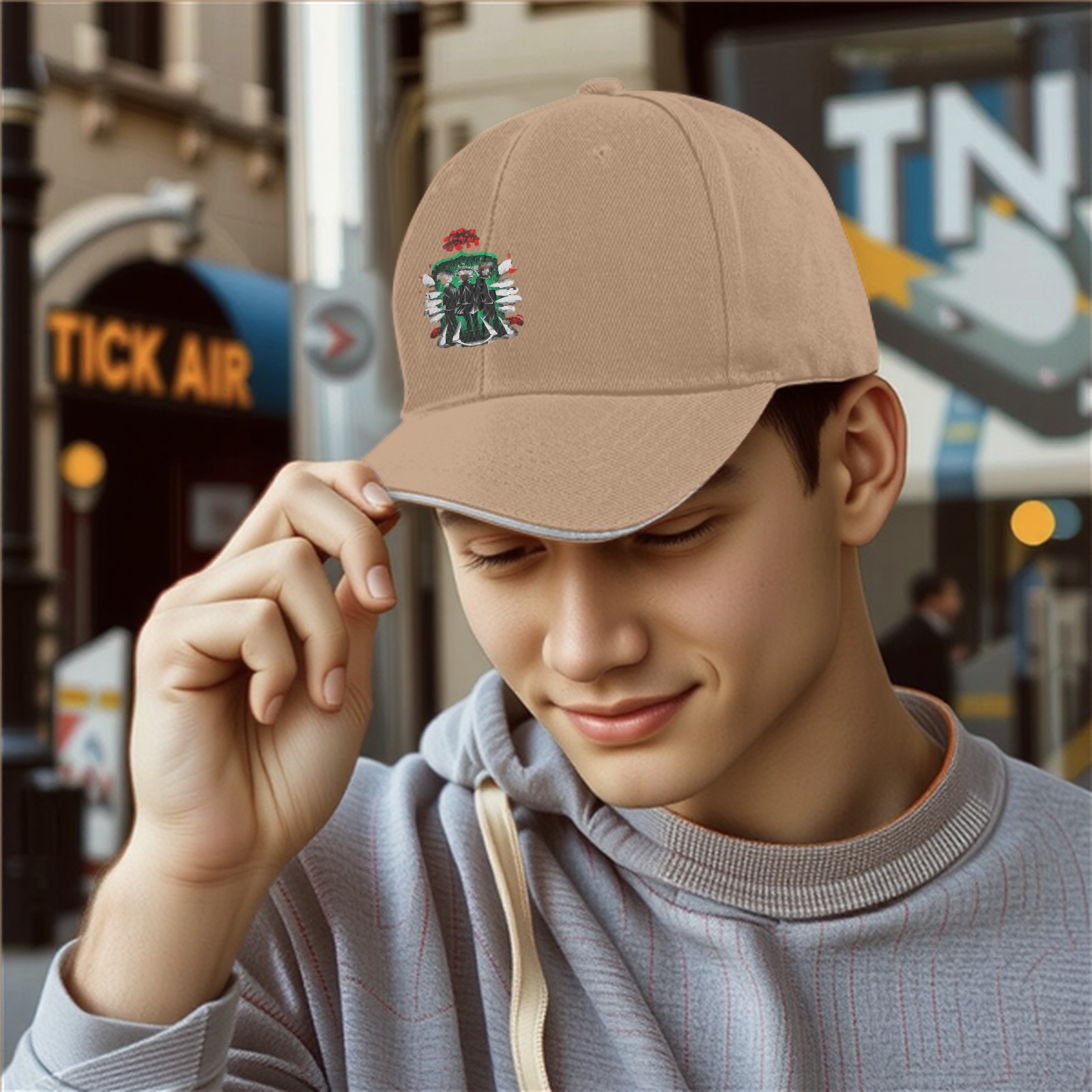 Black Baseball Cap With Mexican Mariachi Themed Graphic Print