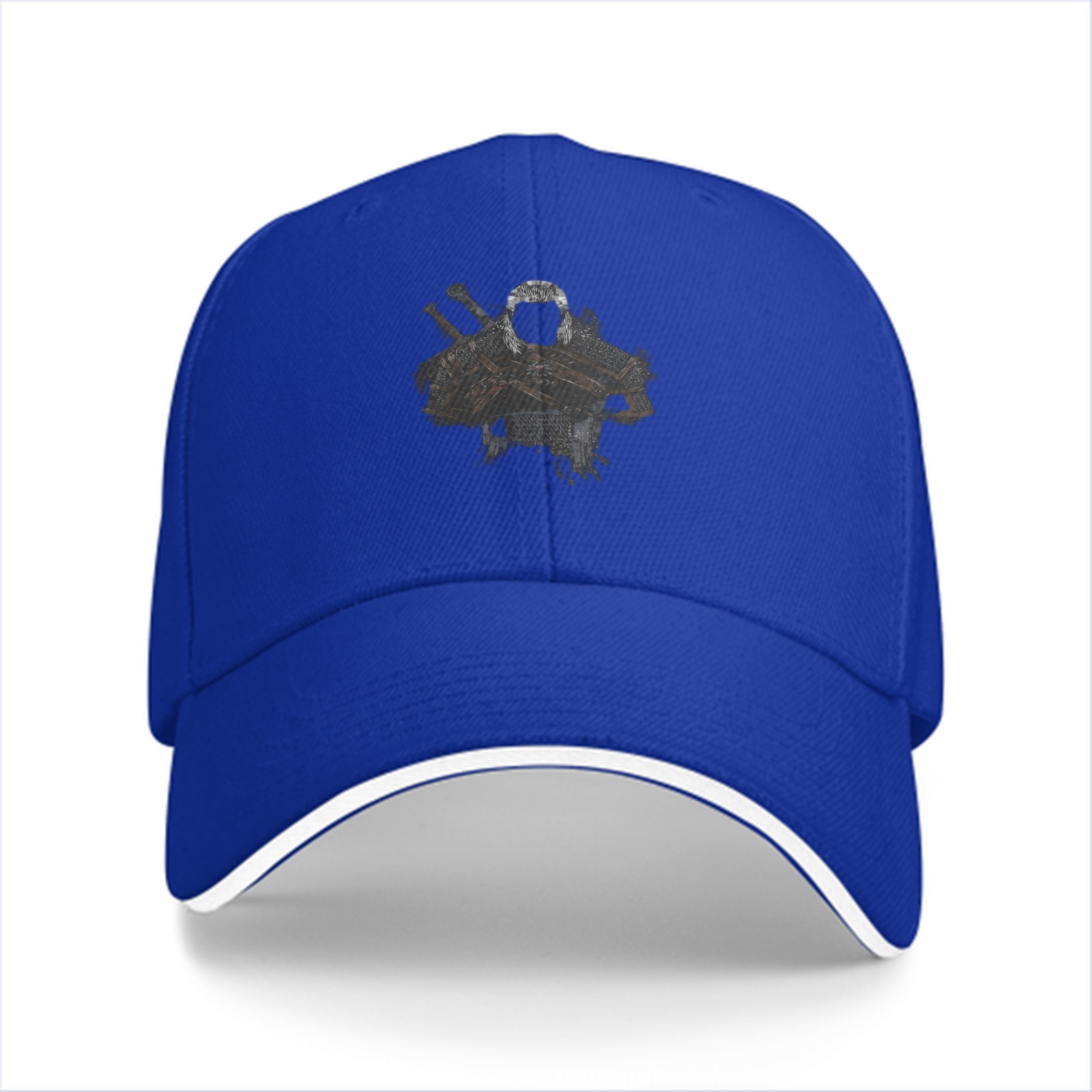 Black Baseball Cap With Faded Warrior Graphic Design
