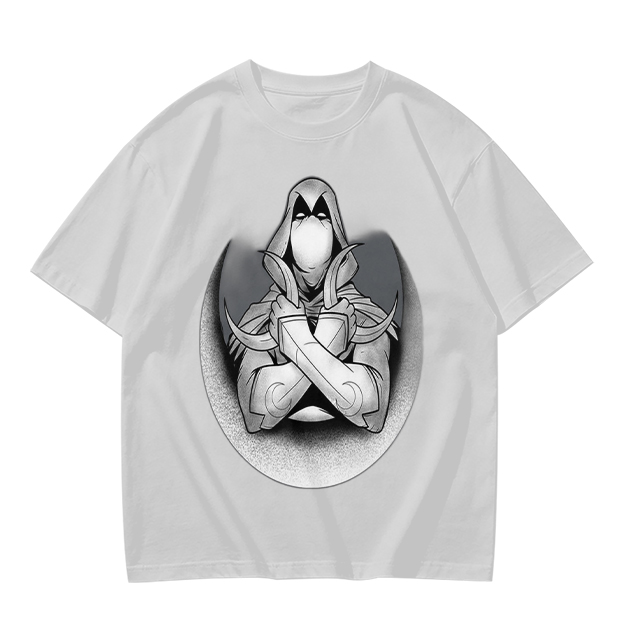 Olive T-shirt with Moon Knight Crossed Arms Graphic Print