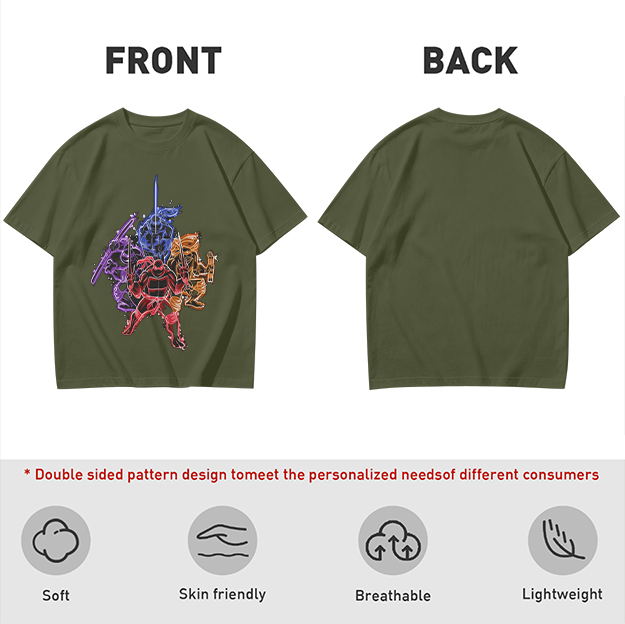 Olive T-shirt with Neon Teenage Mutant Ninja Turtles Graphic