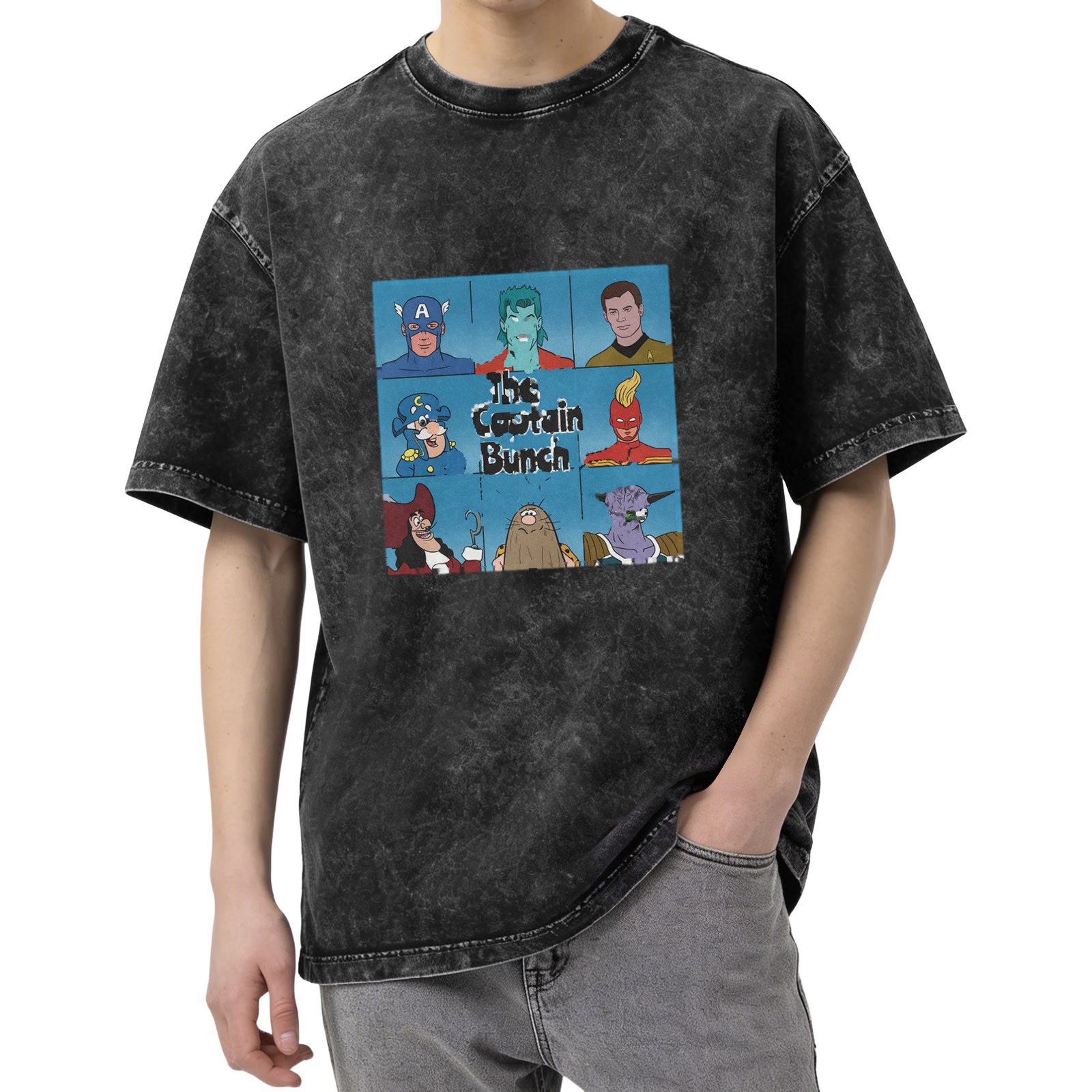 The Captain Bunch Graphic Stonewashed Black T-Shirt