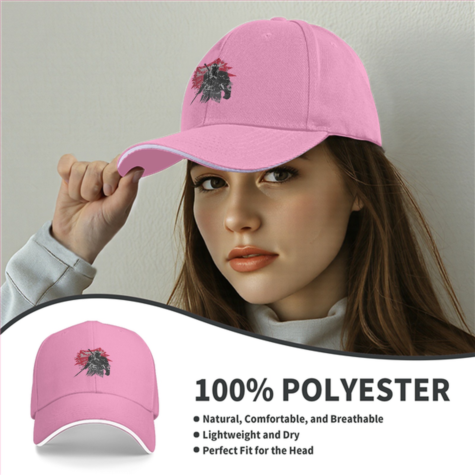 Black Baseball Cap With Samurai Warrior Graphic Print