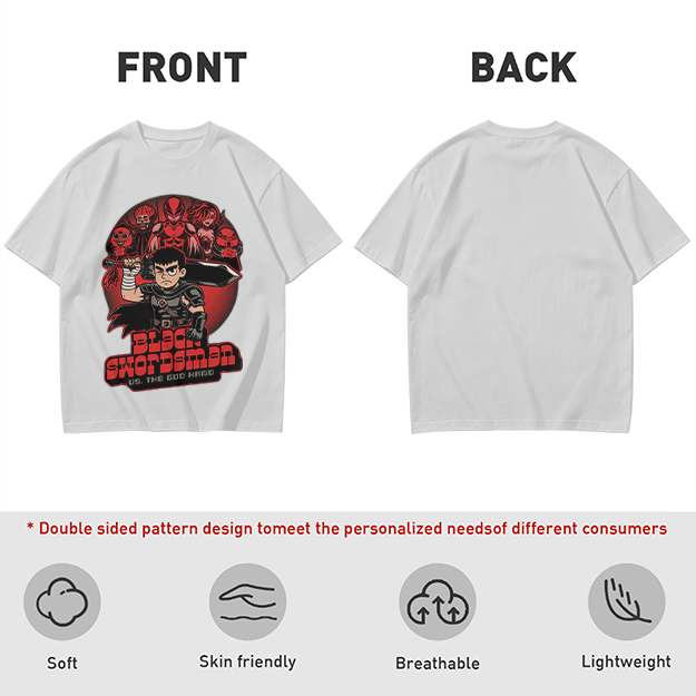 Black Swordsman vs God Hand Anime Graphic T-Shirt