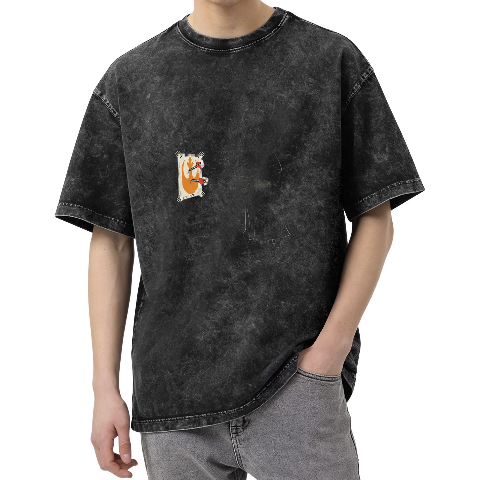Oversized Acid Wash T-Shirt With Small Graphic Print