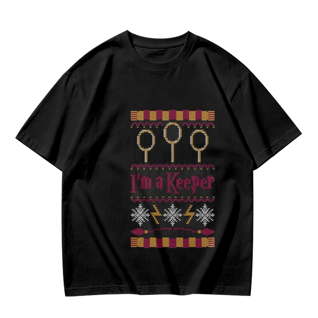 Olive Green T-Shirt With I'm A Keeper Quidditch Graphic