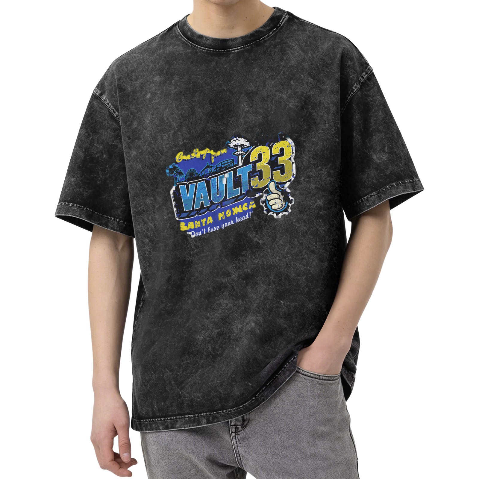 Fallout Vault 33 Santa Monica Acid Wash Graphic T-Shirt