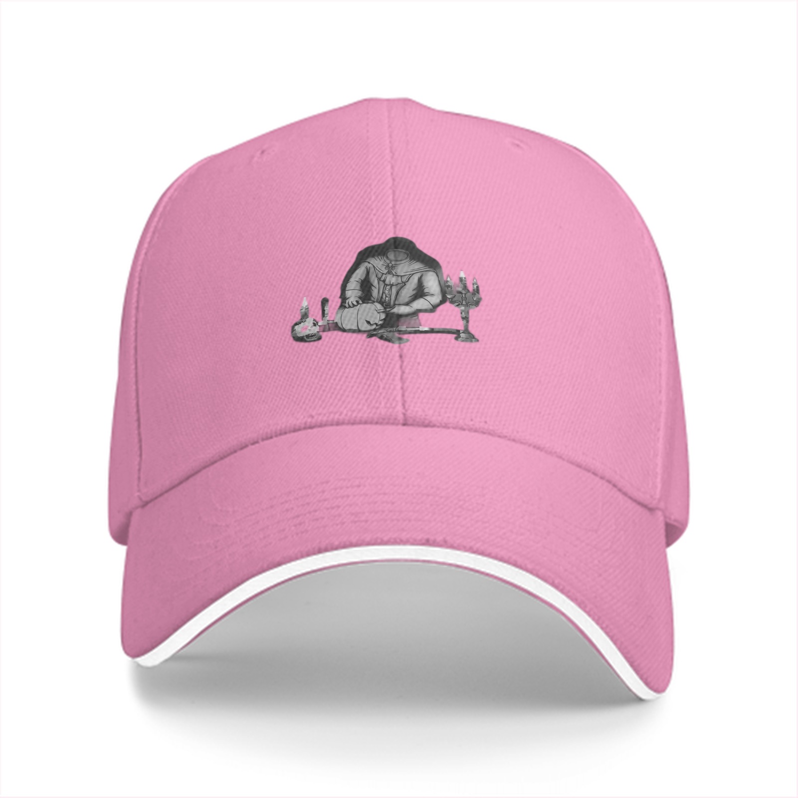 Black baseball cap with Halloween themed graphic print