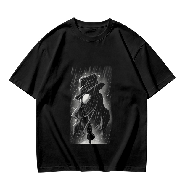 Olive T-Shirt with Noir Spider-Man in Rain Art Print