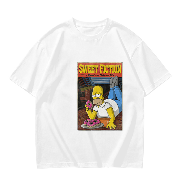 Olive T-Shirt with Homer Simpson Sweet Fiction Donut Print