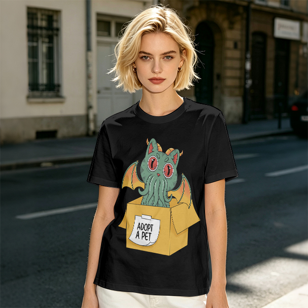 Adopt a Pet Cthulhu Cat Monster Graphic T-Shirt