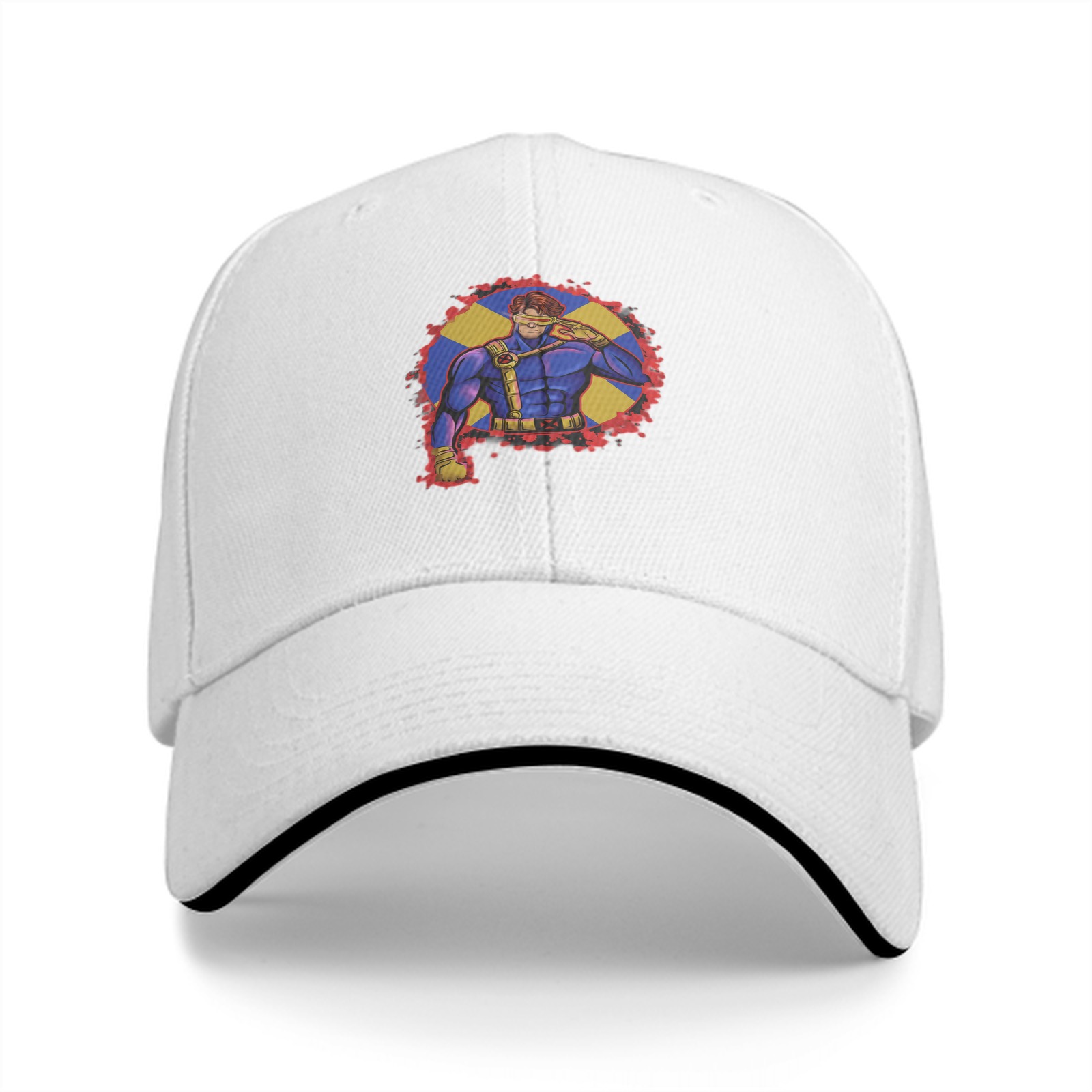 Black baseball cap with Cyclops X-Men graphic print