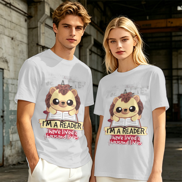 Hedgehog Reading Book I'm A Reader Thousand Lives T-Shirt