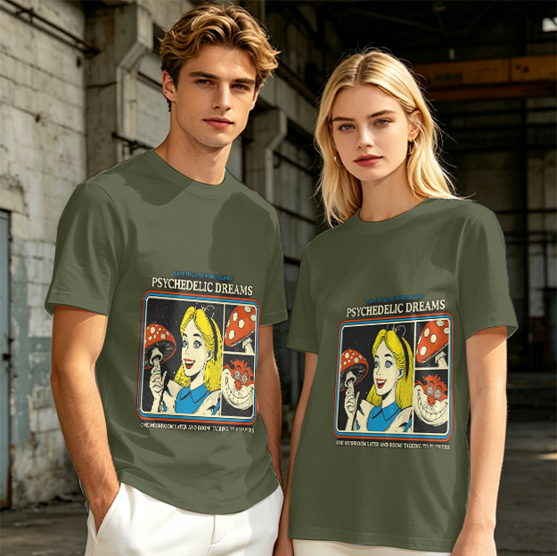 Psychedelic Dreams Alice in Wonderland Mushroom Graphic T-Shirt