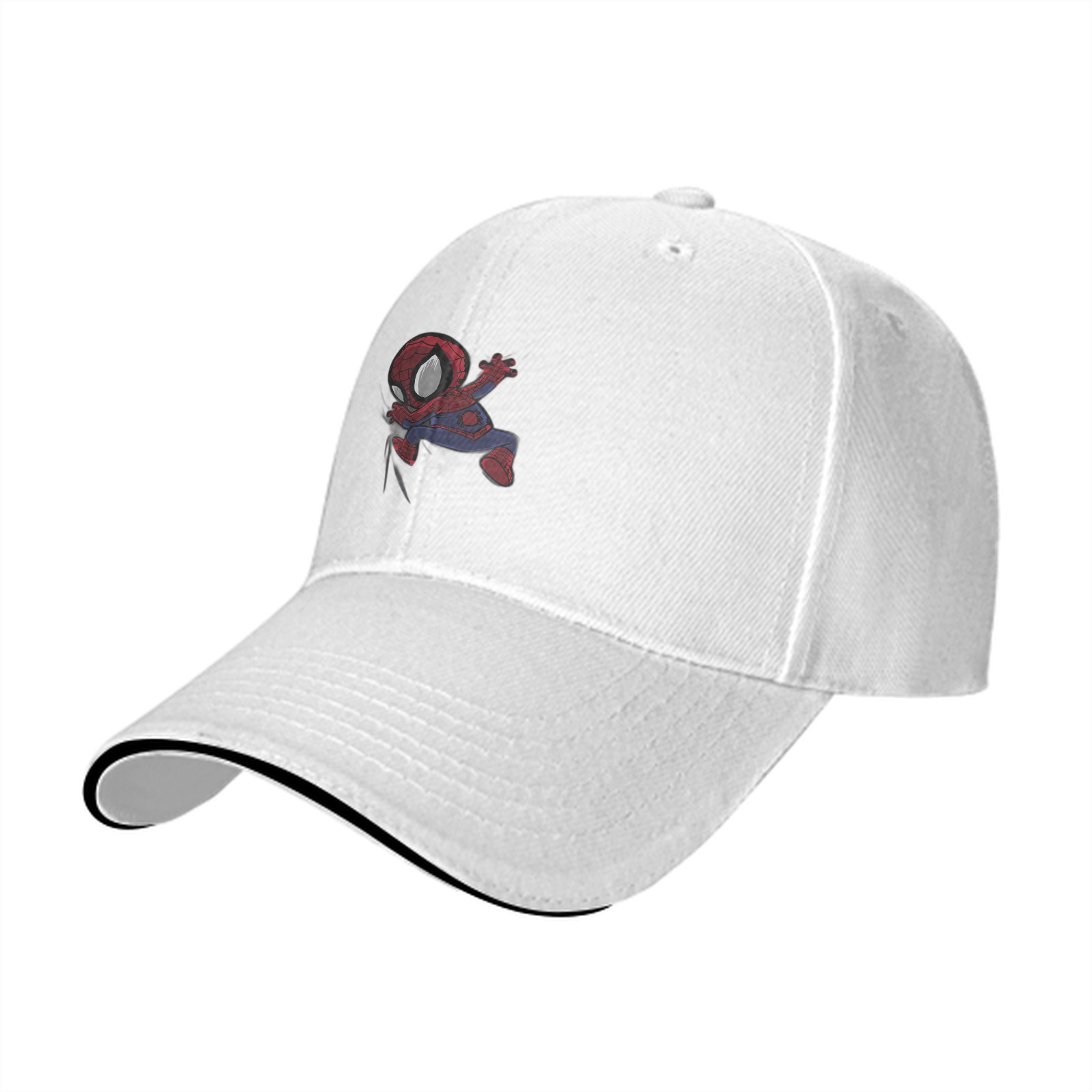 Black Baseball Cap with Chibi Spider-Man Graphic