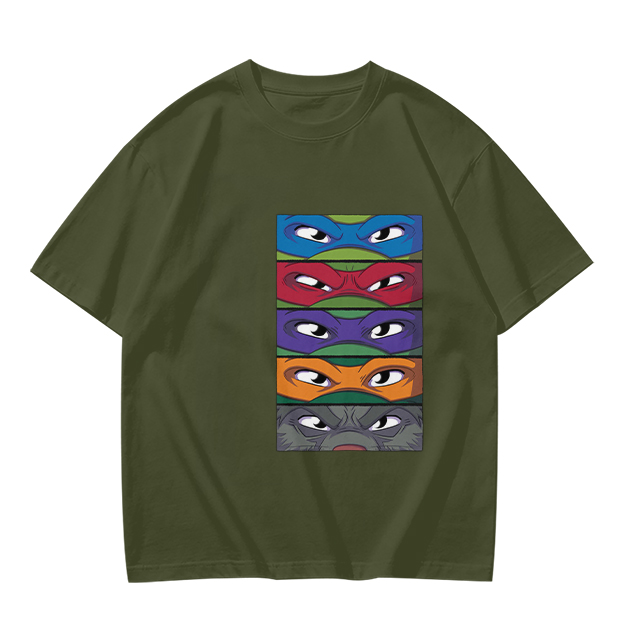 Olive T-Shirt with Teenage Mutant Ninja Turtles Masks Print