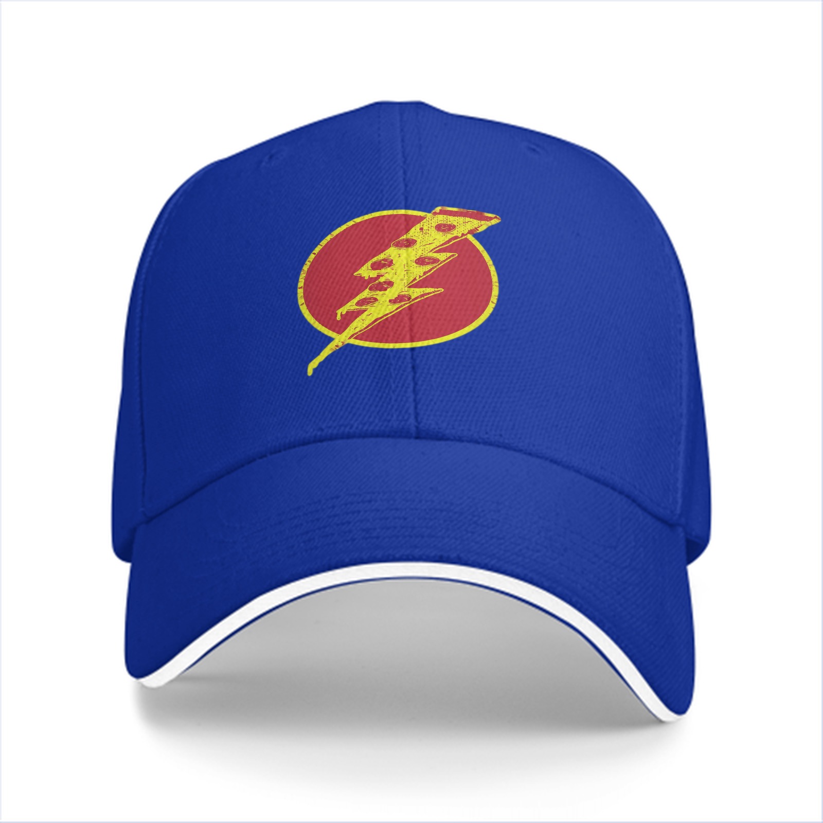 Black Baseball Cap With Pizza Lightning Bolt Graphic