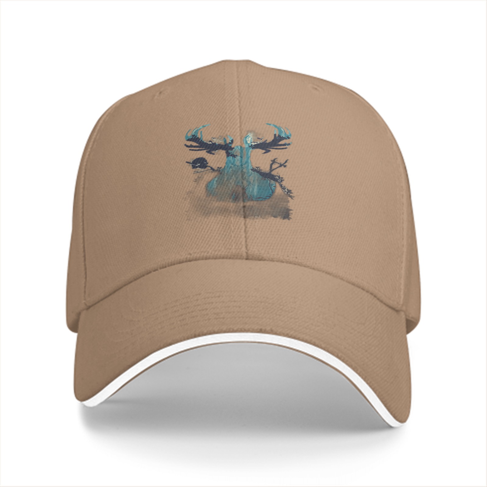 Black Baseball Cap With Glowing Moose Antler Artwork