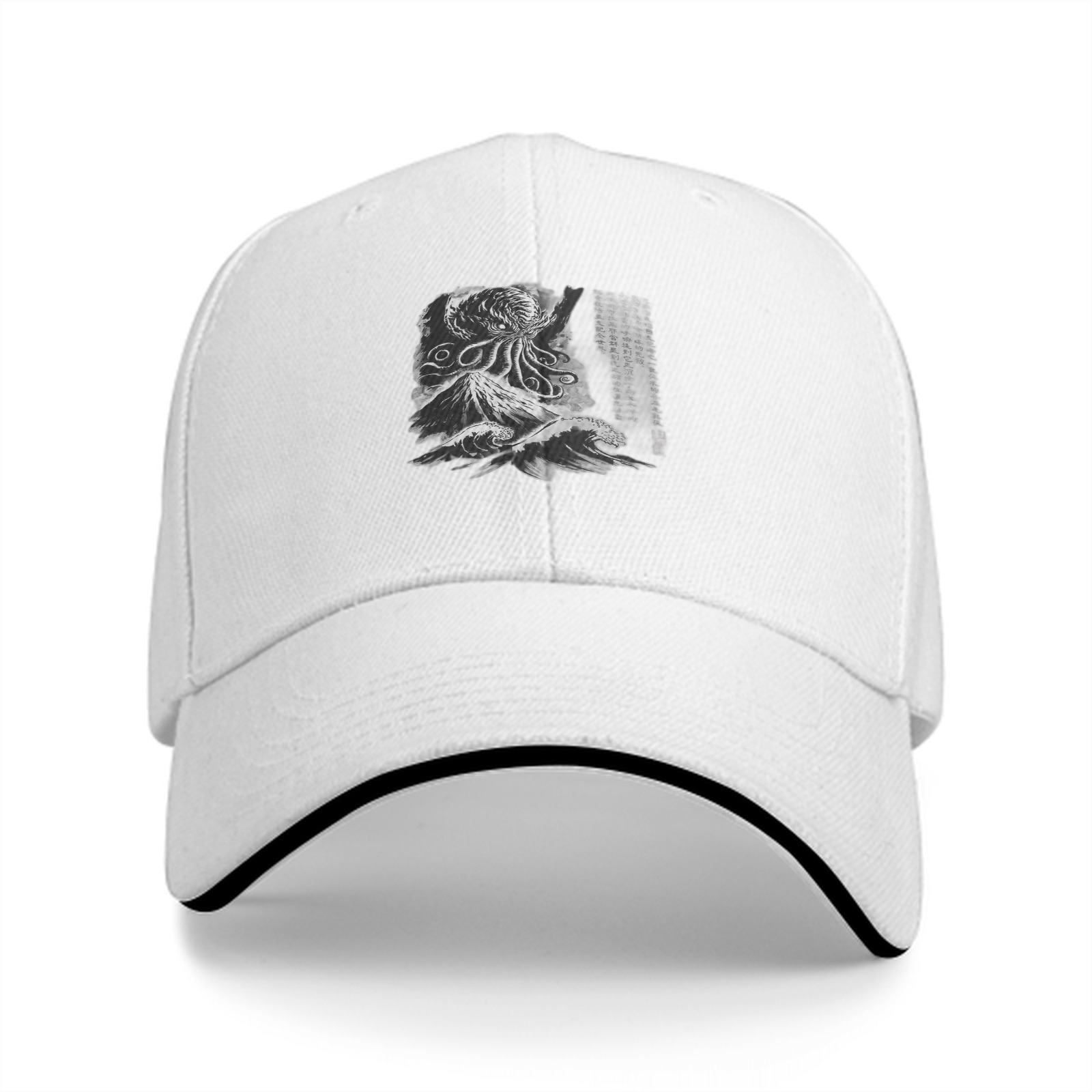 Black Baseball Cap With Cthulhu Octopus Monster Graphic