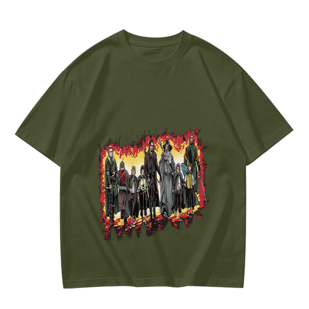 Olive Green T-Shirt With Fantasy Fellowship Group Graphic Print