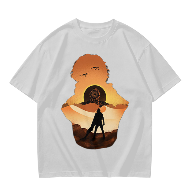 Olive Green T-Shirt With Desert Sunset Silhouette Graphic