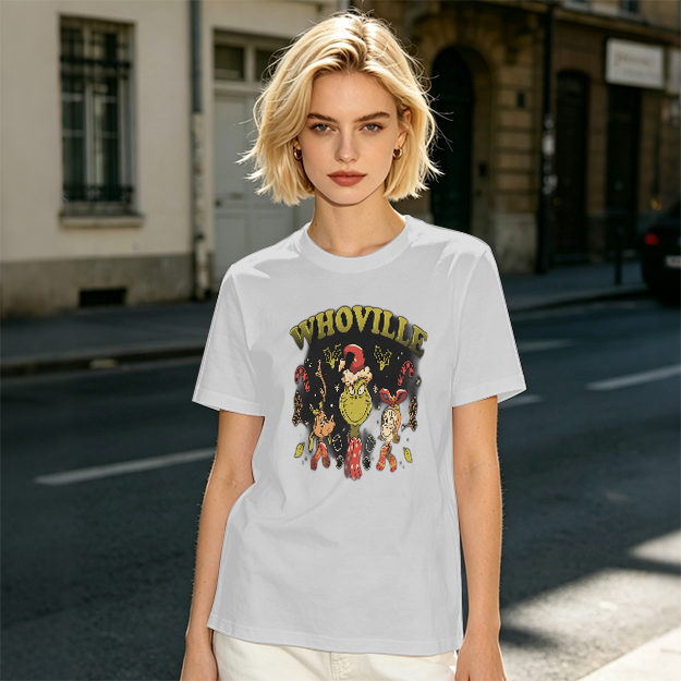 Whoville Christmas Themed T-Shirt with Grinch and Friends
