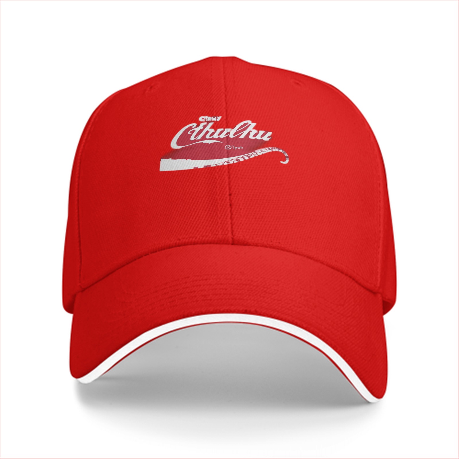 Black Baseball Cap with Cthulhu Themed Graphic Print