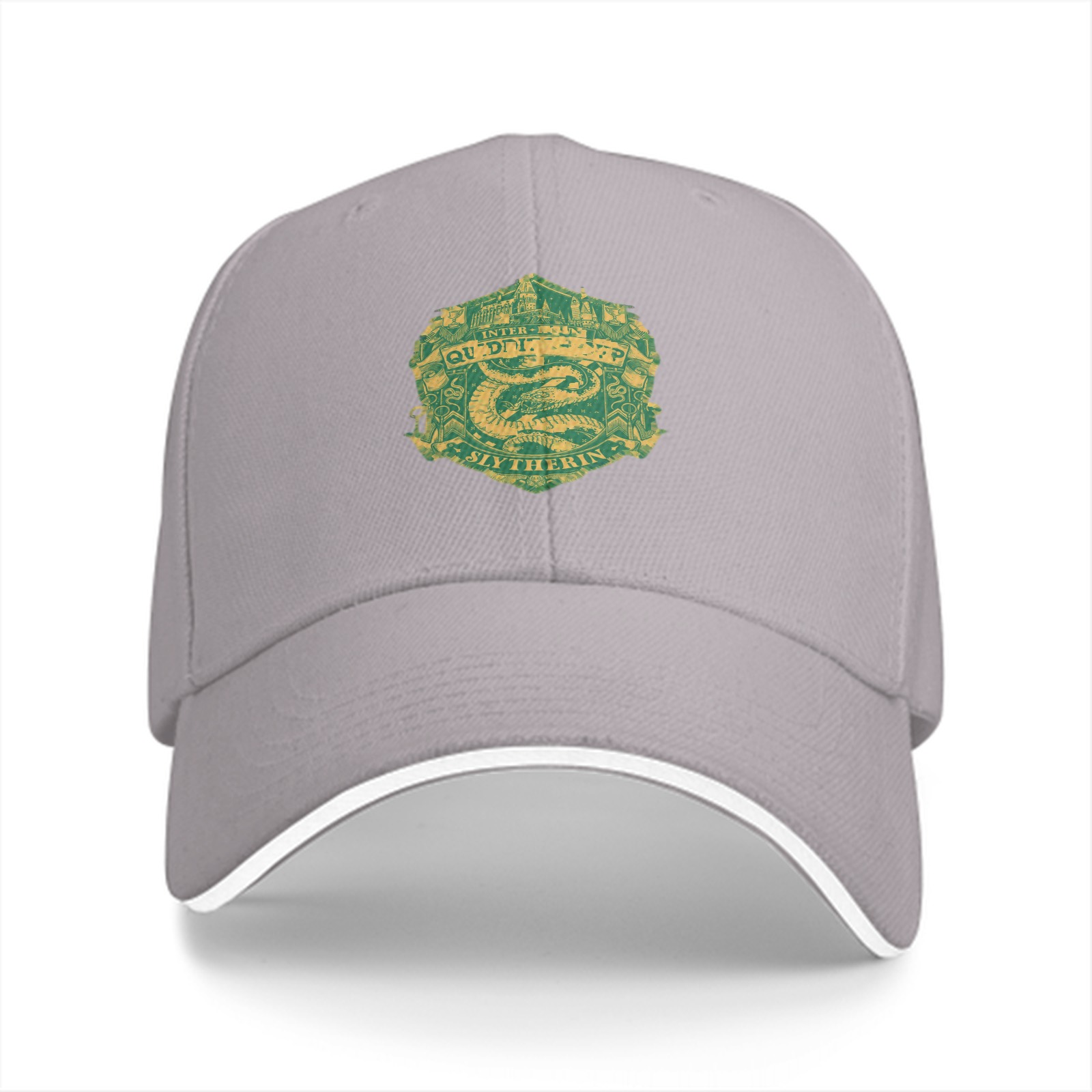 Black baseball cap with Slytherin Quidditch crest design