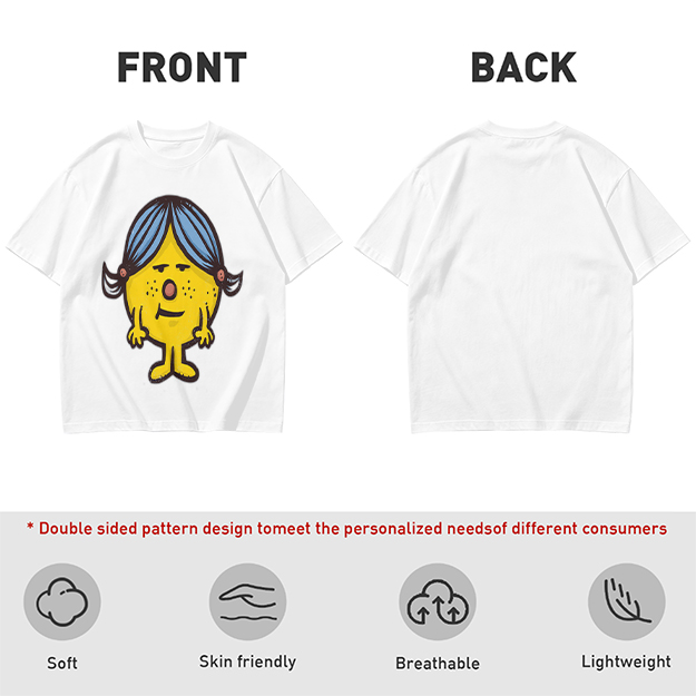 Olive Green T-Shirt With Grumpy Yellow Cartoon Girl Print