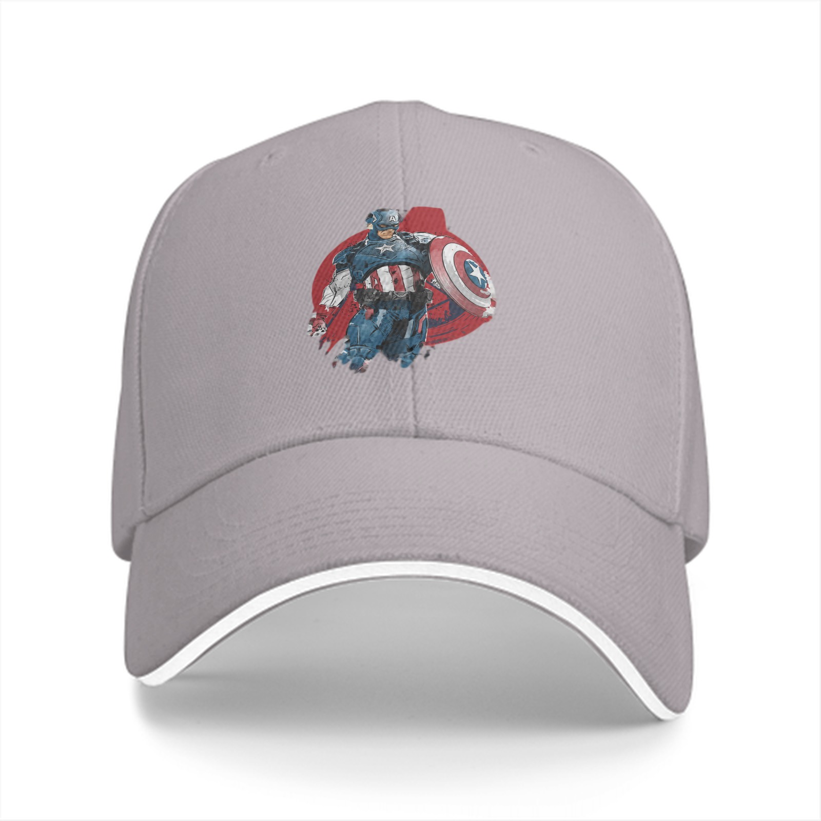 Black Baseball Cap With Captain America Graphic Print