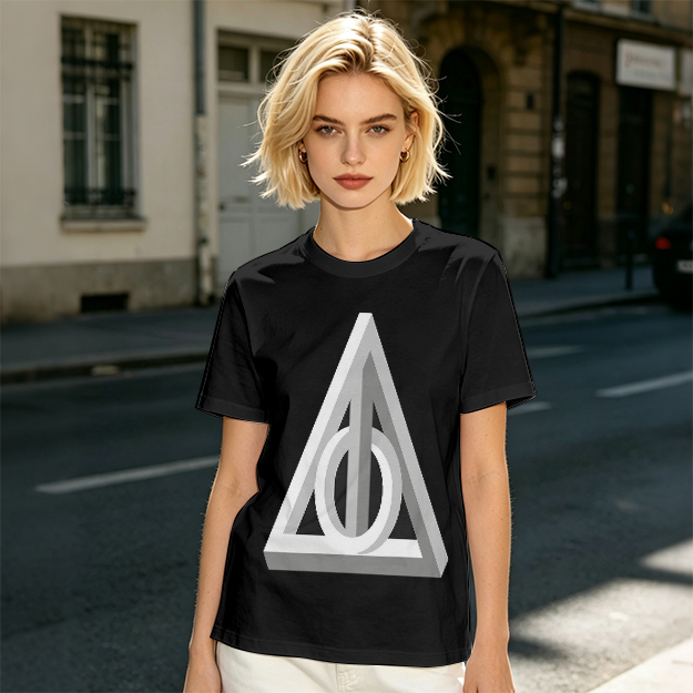 Olive T-shirt with 3D Deathly Hallows Symbol Print