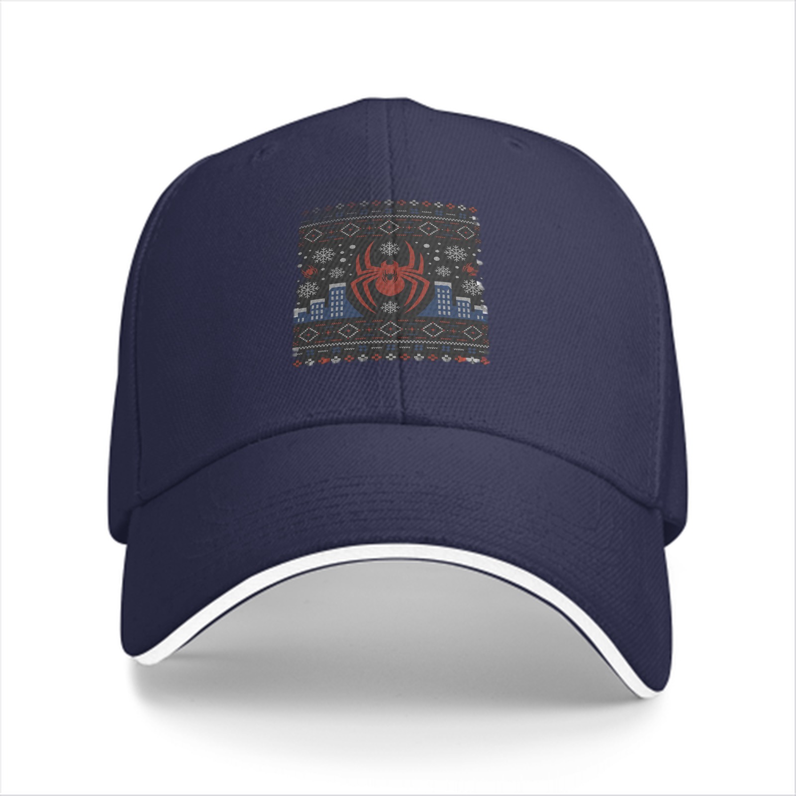 Black Baseball Cap with Spider-Man Ugly Christmas Sweater Print