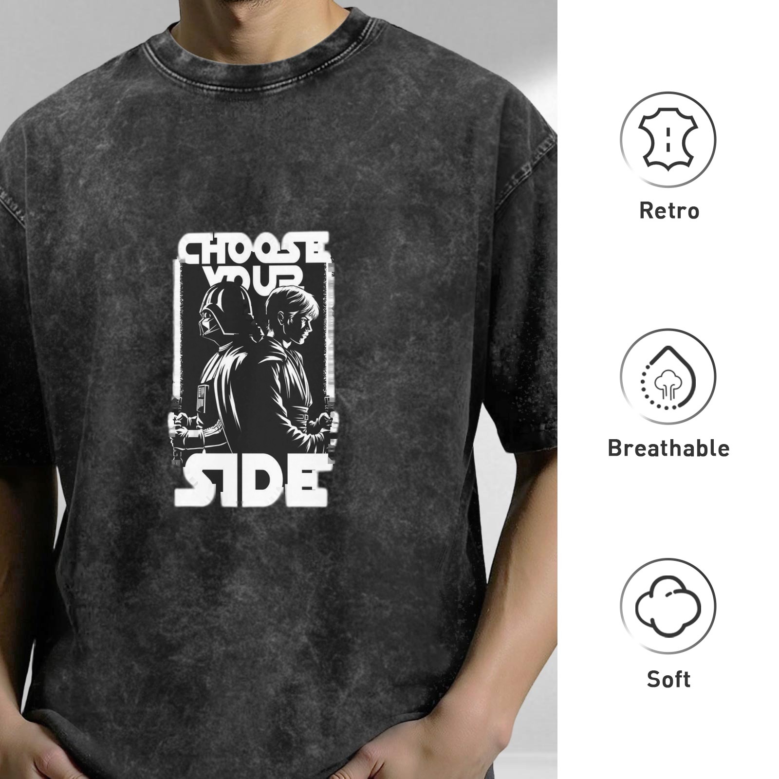 Star Wars Choose Your Side Graphic Acid Wash T-Shirt