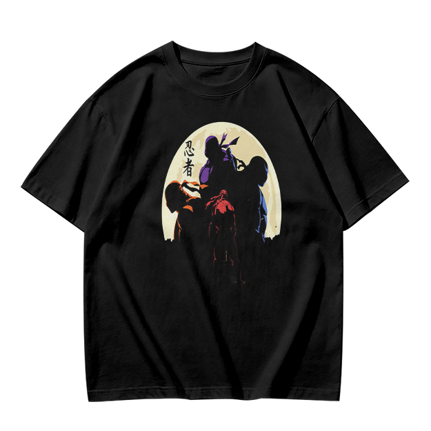 Olive T-shirt with Ninja Silhouette Graphic Design