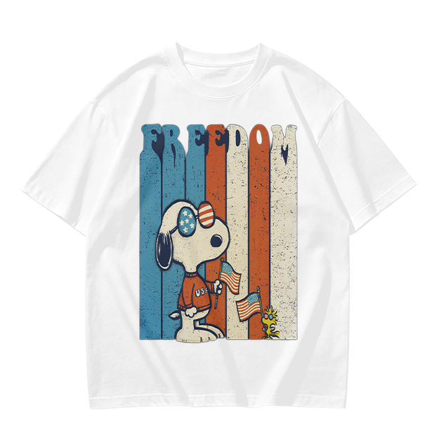 Olive Snoopy Freedom Patriotic Graphic T-Shirt