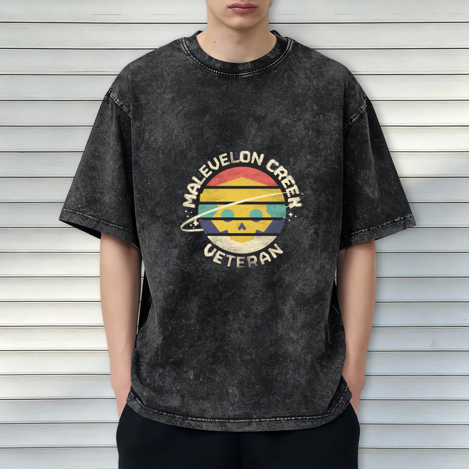 Malevelon Creek Veteran Graphic Stonewashed Black T-Shirt