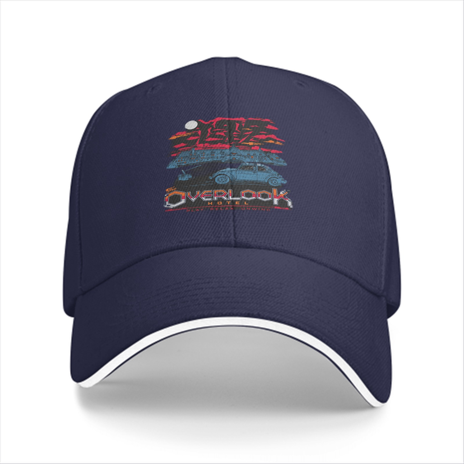 Black baseball cap with The Overlook Hotel graphic print