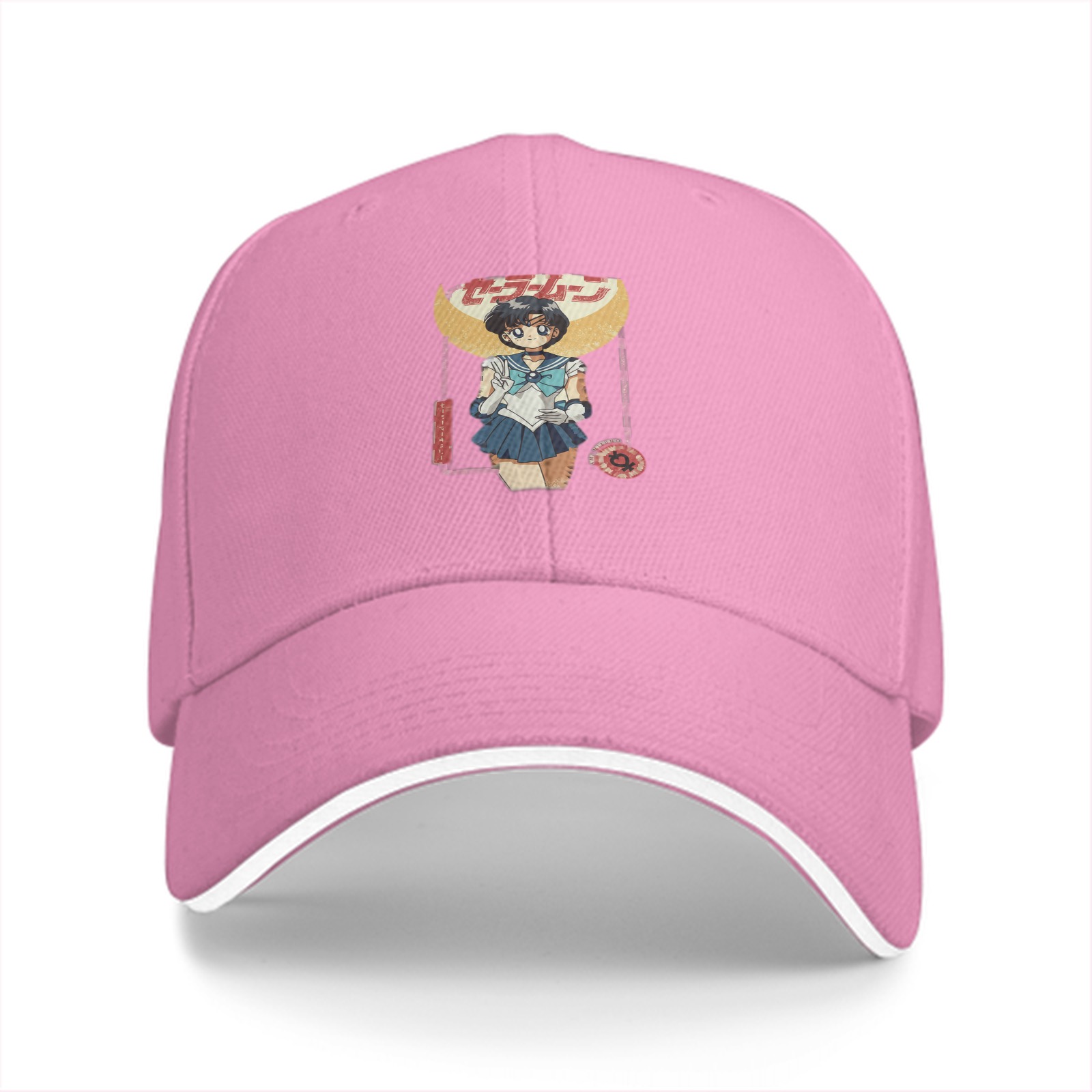 Black baseball cap with Sailor Mercury anime graphic