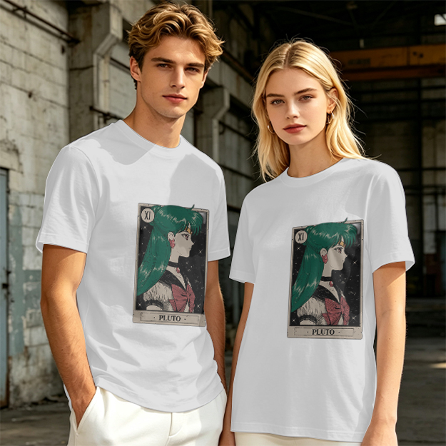 Olive T-Shirt with Sailor Pluto Tarot Card Print