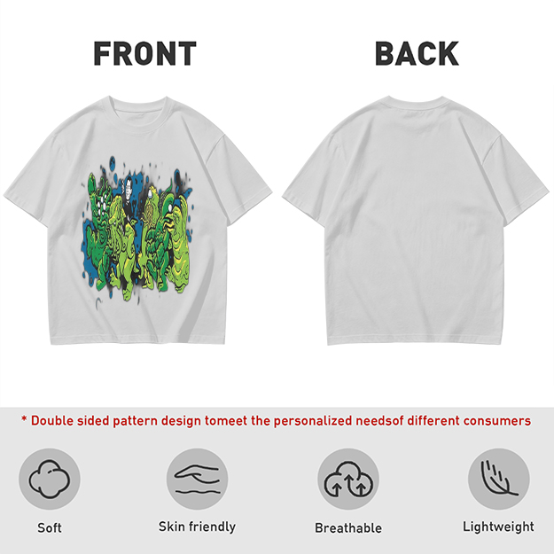 Olive Green T-Shirt With Abstract Green Monster Graphic Print