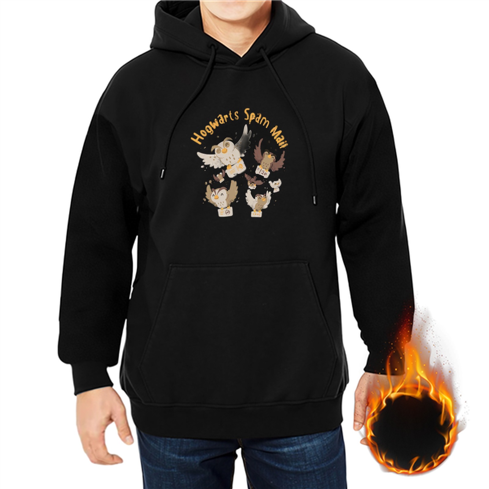 Hogwarts Spam Mail Owl Graphic Black Hoodie