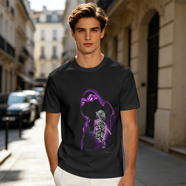 Olive T-Shirt With Purple Ninja Turtle Night Graphic Print