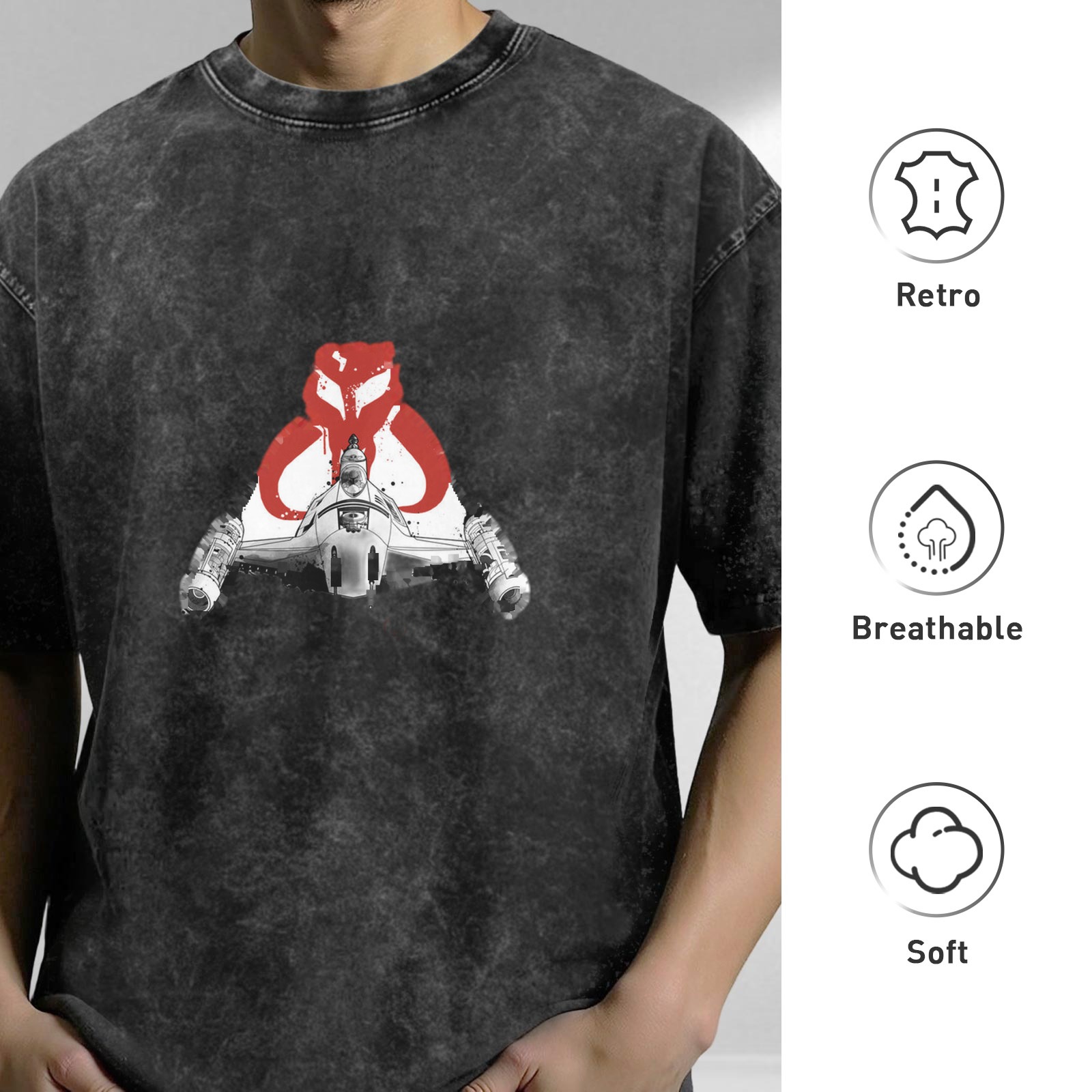 Star Wars Mythosaur Sigil Starfighter Acid Wash T-Shirt