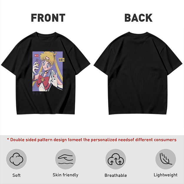 Olive T-shirt with Sailor Moon Selfie Anime Print