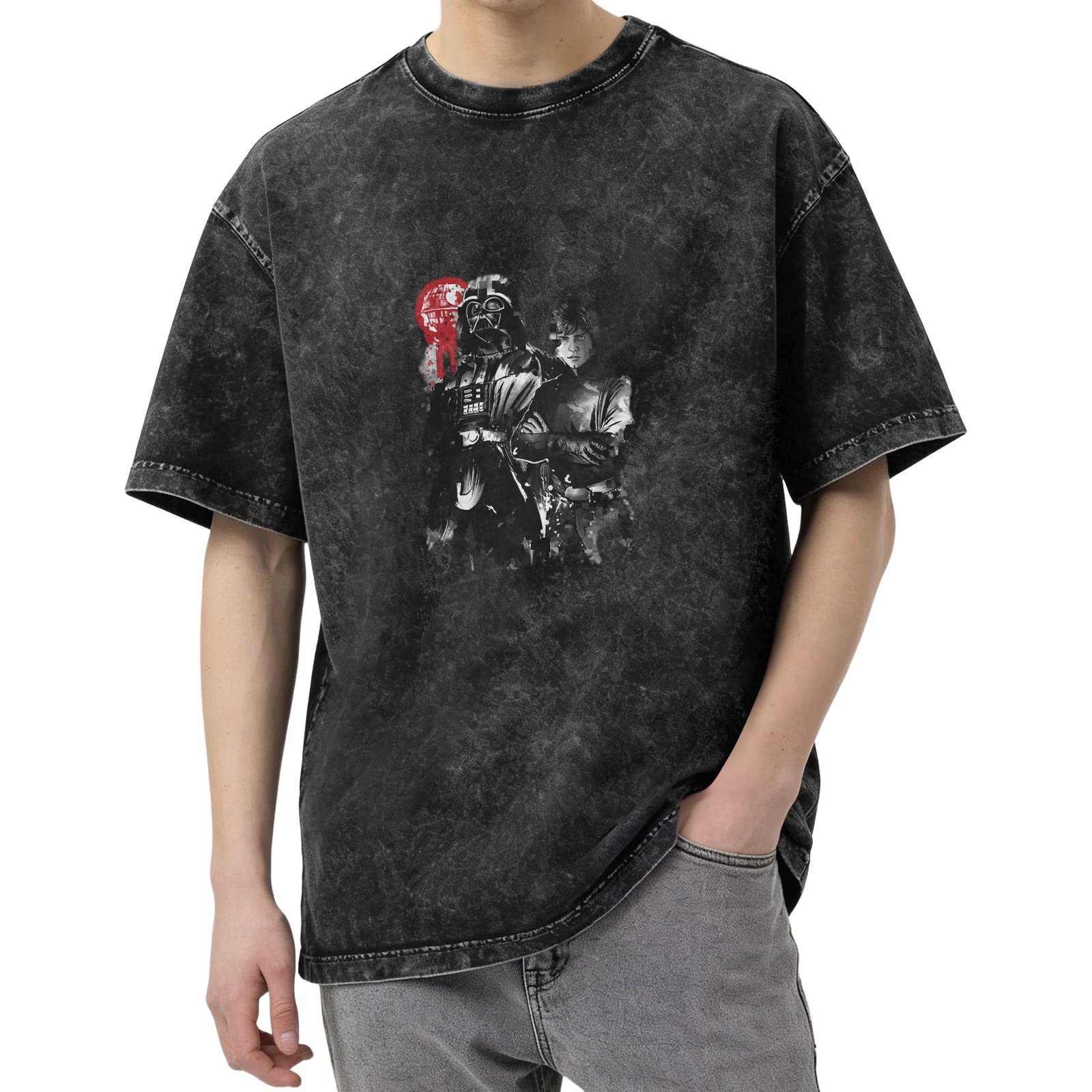 Star Wars Darth Vader and Luke Skywalker Graphic Washed T-Shirt