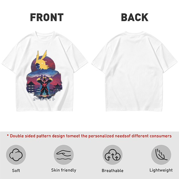 Olive t-shirt with All Might anime character graphic print