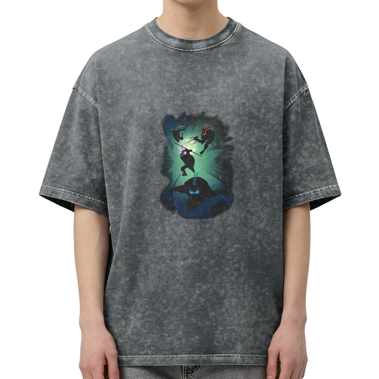 Teenage Mutant Ninja Turtles Graphic Print Stone Wash Oversized T-Shirt