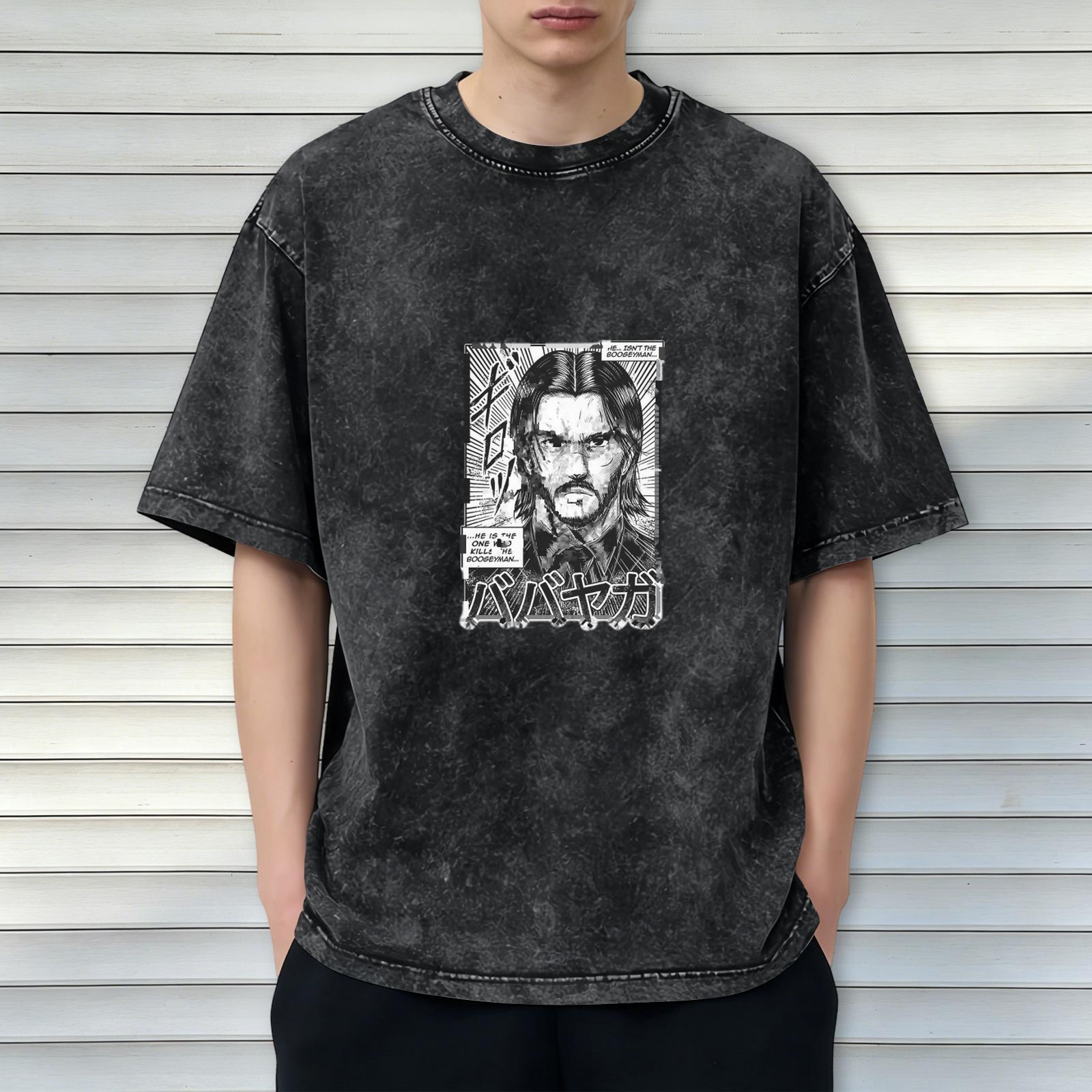 John Wick Baba Yaga Manga Graphic Acid Wash T-Shirt