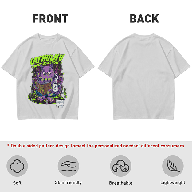 Cathulhu Coffee Books Bliss Cat Octopus Graphic T-Shirt